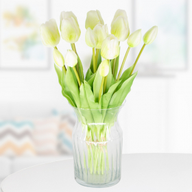 14 Weiße Kunsttulpen