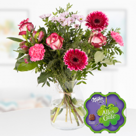 Blumenstrau&szlig; Carlotta + Milka Alles Gute